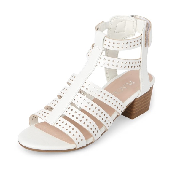 The Children's Place Girls Perforated Gladiator White Heel Sandals (SH93) - Picture 1 of 17